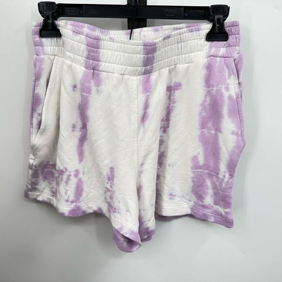 Monrow Supersoft Fleece Painter Tie Dye Ex-Boyfriend Shorts Size Small Neon Viol - Picture 5 of 7